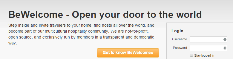 Bewelcome. Sleep for free