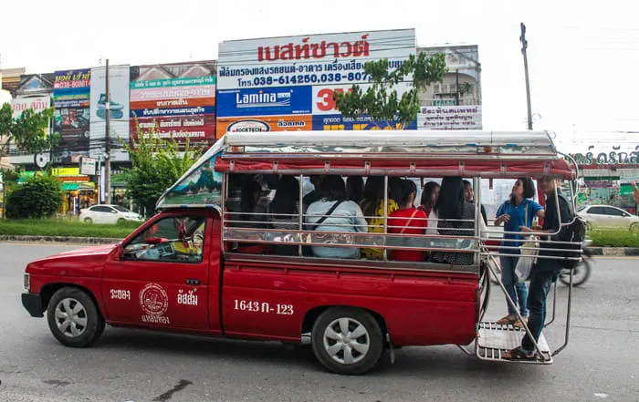 Songthaew Phuket Airport, How To Get From Phuket Airport To City Center - All Possible Ways, cheapest way from Phuket airport to Downtown, cheapest way from Phuket airport to city, Phuket airport to city center, Phuket airport to Phuket, Phuket Bus Airport, bus from Phuket airport to city center, Songthaew (Shared Taxi) Phuket airport to city center