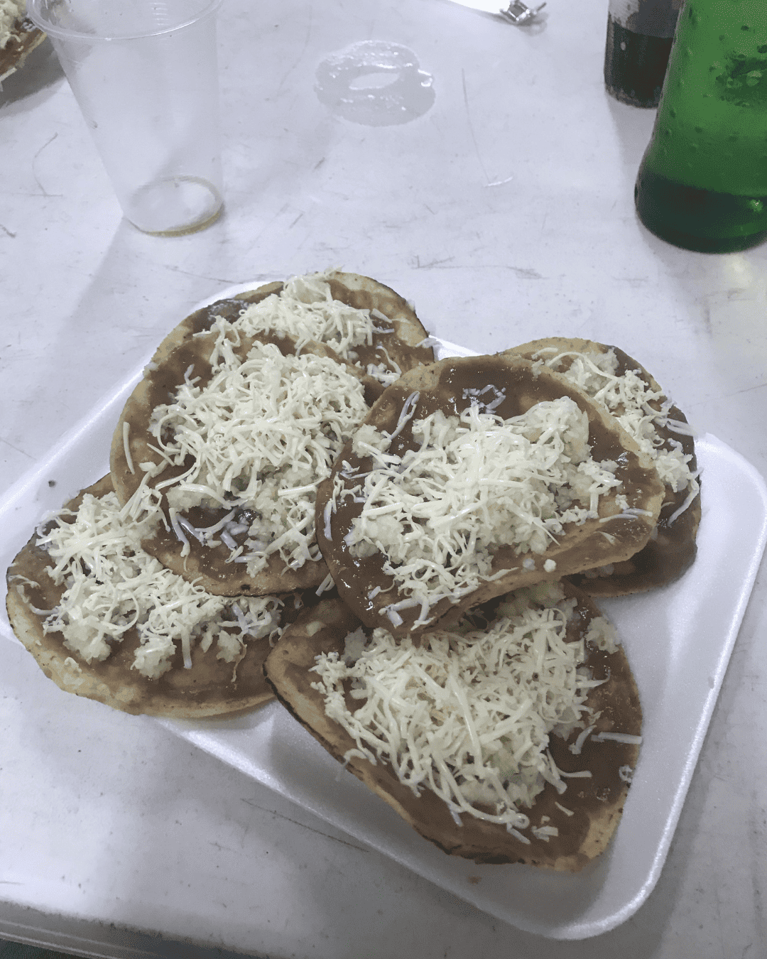 Tortillas with refried beans, cabbage and cheese - Belizean breakfast