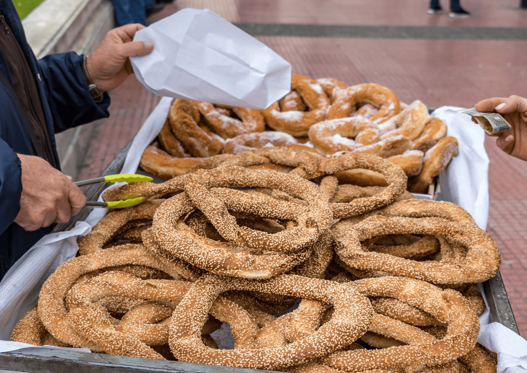 Koulouri Thessalonikis is one of the most popular breakfast in Greece, sold in the streets. Greek Breakfast: 25 Best Traditional Breakfast in Greece That You Should Try