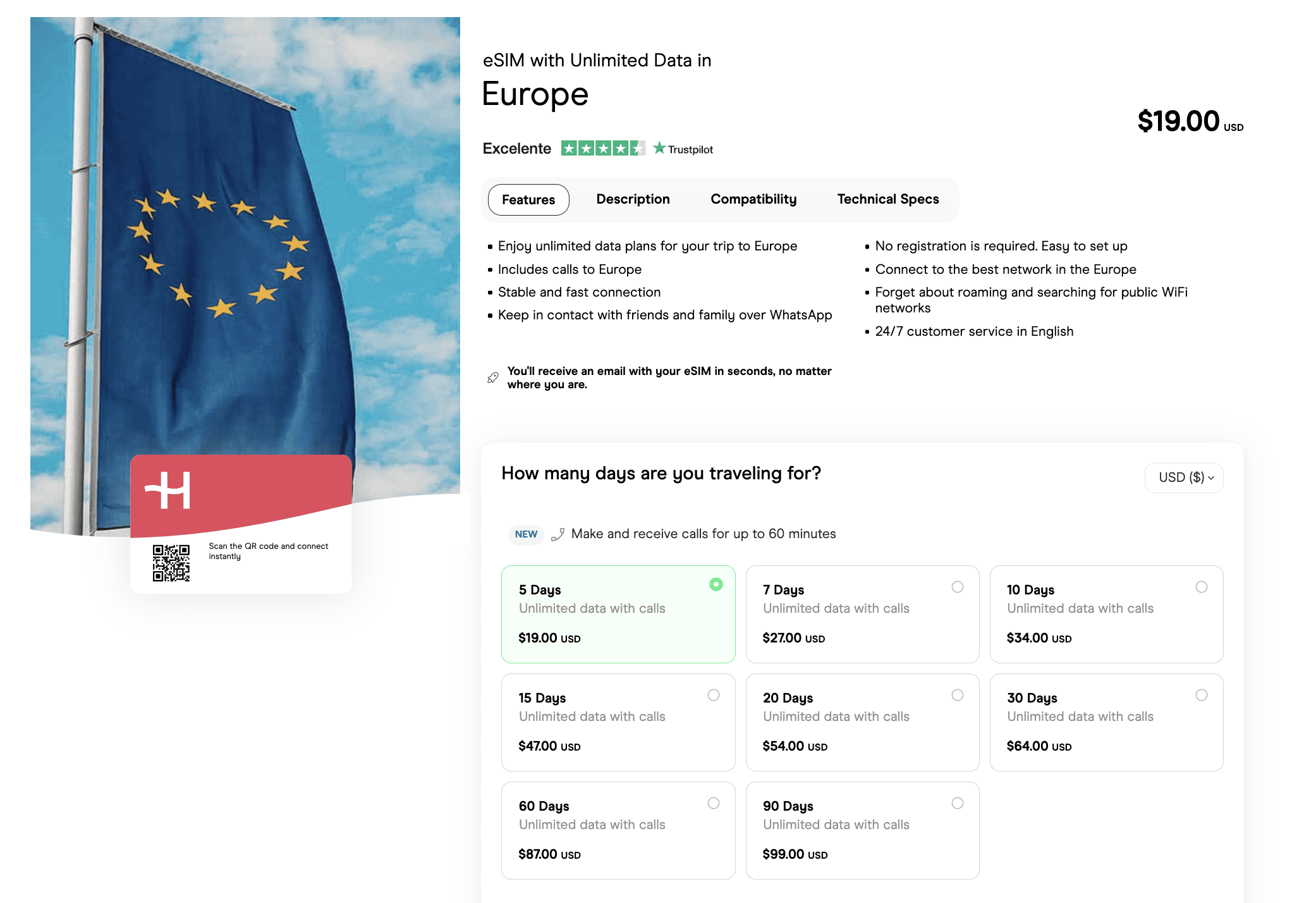 Europe eSIM with Phone Number, eSIM with local number