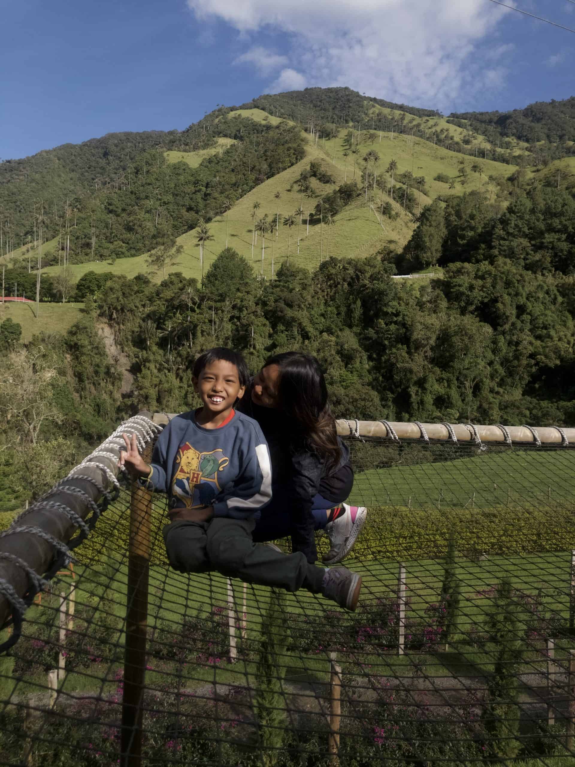 Our little one and I enjoying the Cocora Valley in Salento Colombia for our longest South America Family Vacation of 6 months. 