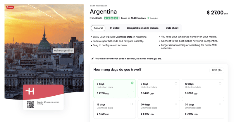 Holafly eSIM, Buenos Aires Airport SIM Card 