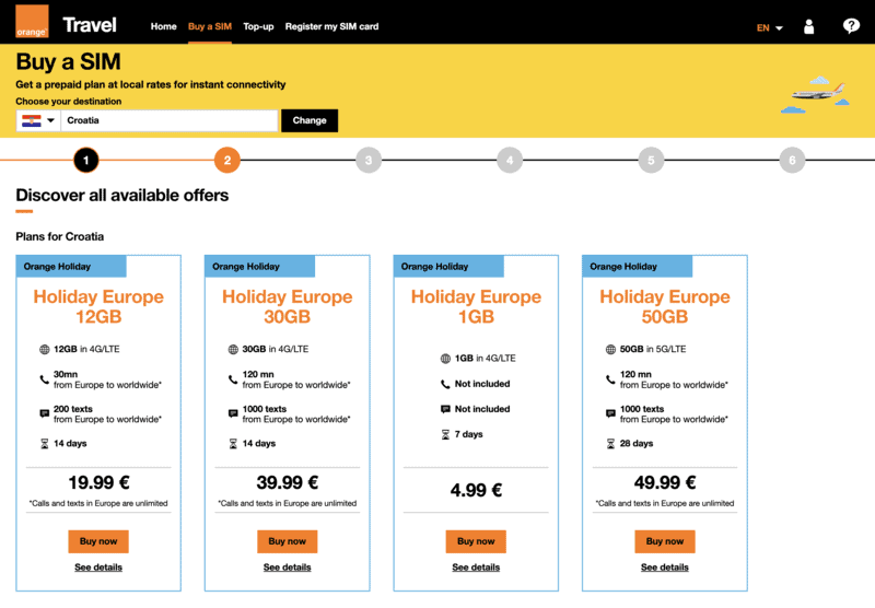 Orage Holiday Europe eSIM or SIM Card Dubrovnik Airport SIM Card Croatia SIM Card Dubrovnik Airport