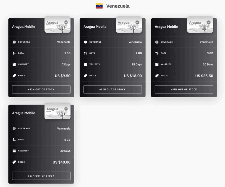 Venezuela eSIM Airalo Data Venezuela SIM Card Caracas Airport SIM Card Caracas SIM Card
