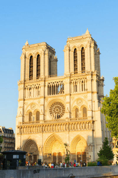 Facade of the Notre Dame Cathedral in Lyon Paris France