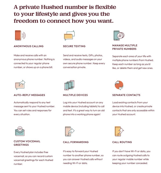 For the features battle, Hushed wins over Burner. 