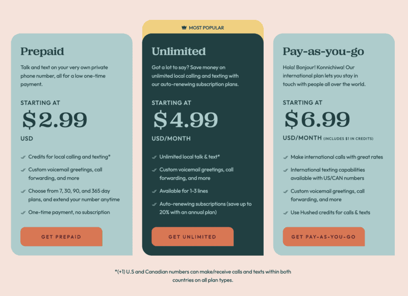 Hushed Pricing Plans Hushed vs Burner