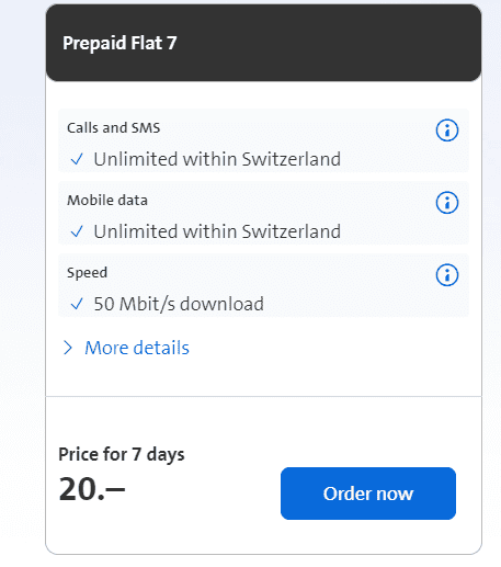 Swisscom Zurich Sim Card, 