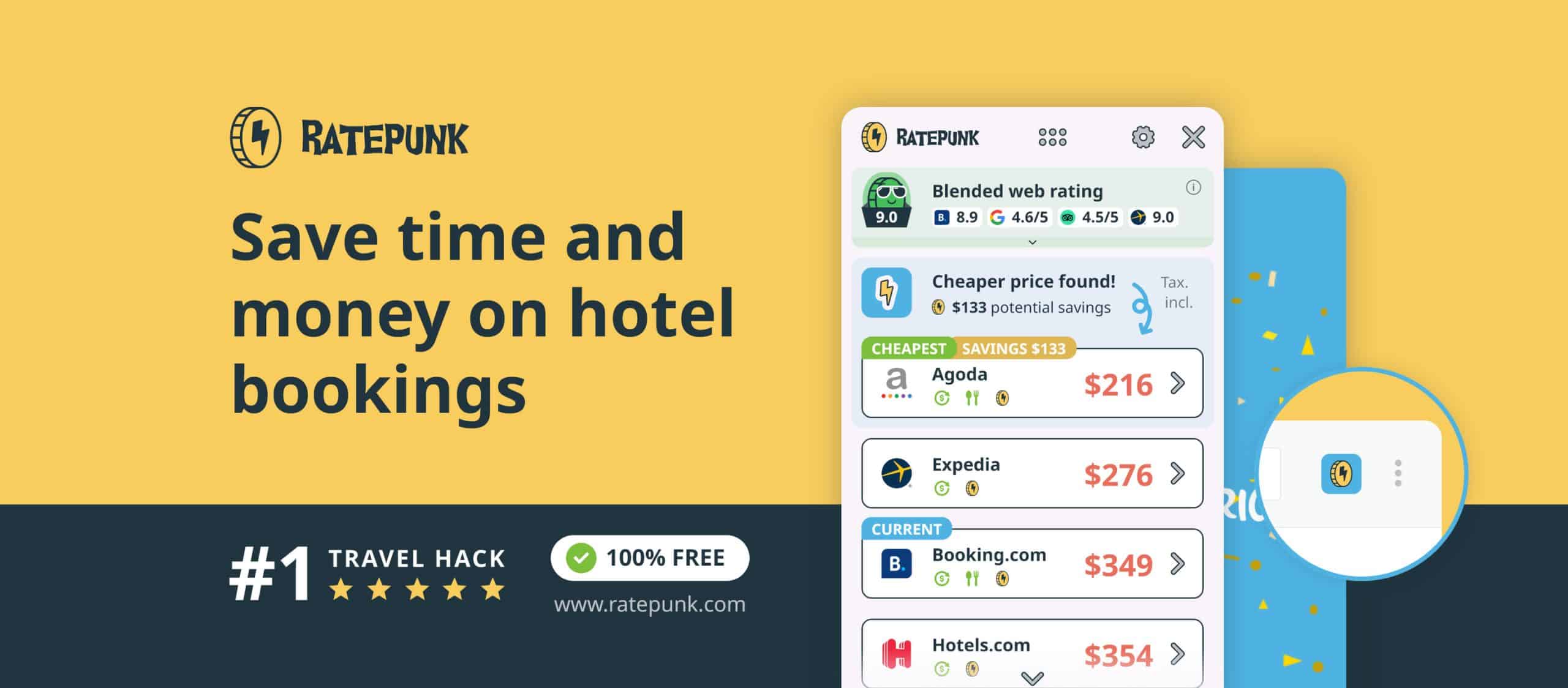 Ratepunk Chrome Extension and Web app for Travel Deals 