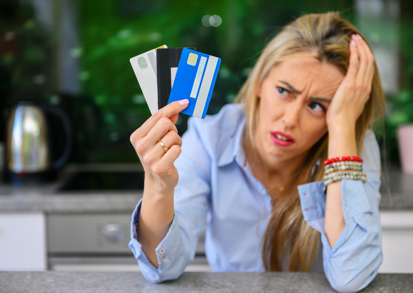 An american with Credit Cards